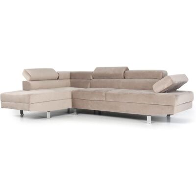 Canapé dangle Alfa Velours Taupe - MENZZO - Réversible - 5 places - Moelleux Marron - Publicité Canapé dangle Alfa Velours Taupe - MENZZO - Réversible - 5 places - Moelleux Marron - Publicité