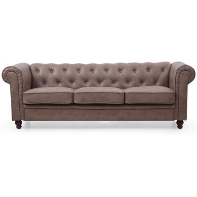 MENZZO Grand canapé 3 places Chesterfield Vintage Marron - Publicité MENZZO Grand canapé 3 places Chesterfield Vintage Marron - Publicité