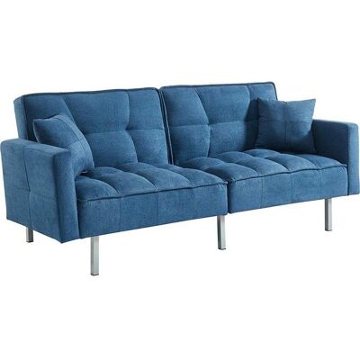 VENTE-UNIQUE Canapé 3 places convertible clic-clac en tissu MINEY - Bleu Bleu - Publicité VENTE-UNIQUE Canapé 3 places convertible clic-clac en tissu MINEY - Bleu Bleu - Publicité