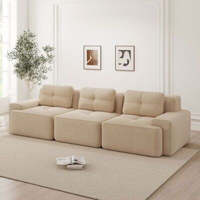 SEYAKANY Canapé Sofa Modulable Cloud Compressé 3 Places Velours Côtelé Beige Style Scandinave Moderne Assise Profonde Salon Sans Assemblage Beige - Publicité SEYAKANY Canapé Sofa Modulable Cloud Compressé 3 Places Velours Côtelé Beige Style Scandinave Moderne Assise Profonde Salon Sans Assemblage Beige - Publicité
