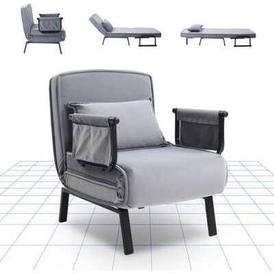FlexiSpot Fauteuil Inclinable 3 en 1 avec Fonction Lit Dossier Réglable Canapé-lit en lin avec poche latérale pieds pliables Gris - Publicité FlexiSpot Fauteuil Inclinable 3 en 1 avec Fonction Lit Dossier Réglable Canapé-lit en lin avec poche latérale pieds pliables Gris - Publicité