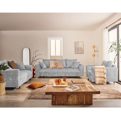 BEST MOBILIER Rune - canapé droit 3 places en velours texturé - Gris Gris - Publicité BEST MOBILIER Rune - canapé droit 3 places en velours texturé - Gris Gris - Publicité