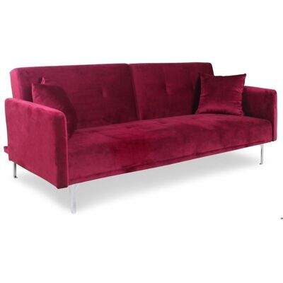 MENZZO Canapé convertible clic-clac 3 places Carla Velours Rouge -Canapé : L191 x P92 x H77 cmCanapé-lit : L191 x P102 x H37 Rouge - Publicité MENZZO Canapé convertible clic-clac 3 places Carla Velours Rouge -Canapé : L191 x P92 x H77 cmCanapé-lit : L191 x P102 x H37 Rouge - Publicité