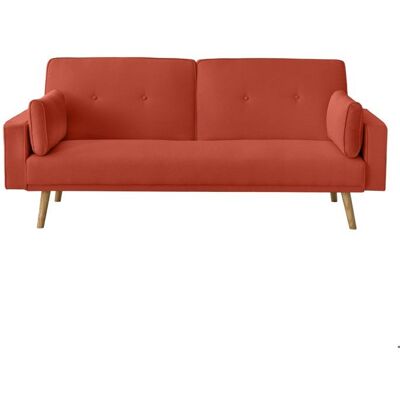Canapé droit scandinave ELGA convertible 3 places en tissu - Rouille - L205 x P85 x H87cm - LOUNGITUDE Orange - Publicité Canapé droit scandinave ELGA convertible 3 places en tissu - Rouille - L205 x P85 x H87cm - LOUNGITUDE Orange - Publicité