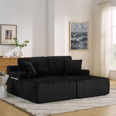 LUONIANS Canapé dangle modulable 2 placesavec porte-gobelet et coussins 186x154x78 cmnoir Noir - Publicité LUONIANS Canapé dangle modulable 2 placesavec porte-gobelet et coussins 186x154x78 cmnoir Noir - Publicité