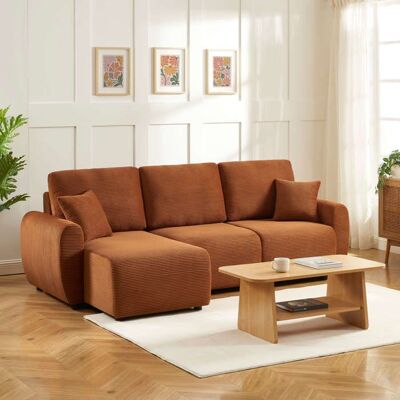 BAÏTA Canapé dangle convertible et réversible 4 places DANILO velours côtelé terracotta - Publicité BAÏTA Canapé dangle convertible et réversible 4 places DANILO velours côtelé terracotta - Publicité
