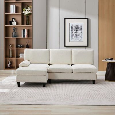 KINBERRY Canapé dangle 3 places 194x118x81 cm en lin beige forme L convertible assise rembourrée salon appartement chambre cosy et lounge Beige - Publicité KINBERRY Canapé dangle 3 places 194x118x81 cm en lin beige forme L convertible assise rembourrée salon appartement chambre cosy et lounge Beige - Publicité