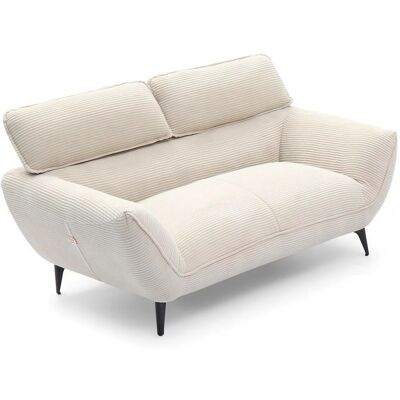 MENZZO Canapé 2 places moderne avec dossier réglable Ghislain Velours côtelé Crème -L146 x P95 x H73 / 85 cm Beige - Publicité MENZZO Canapé 2 places moderne avec dossier réglable Ghislain Velours côtelé Crème -L146 x P95 x H73 / 85 cm Beige - Publicité