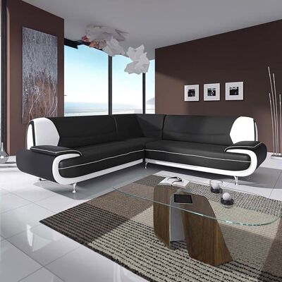 MOBILIER DECO MUZA - Canapé dangle design en simili cuir noir et blanc Noir - Publicité MOBILIER DECO MUZA - Canapé dangle design en simili cuir noir et blanc Noir - Publicité