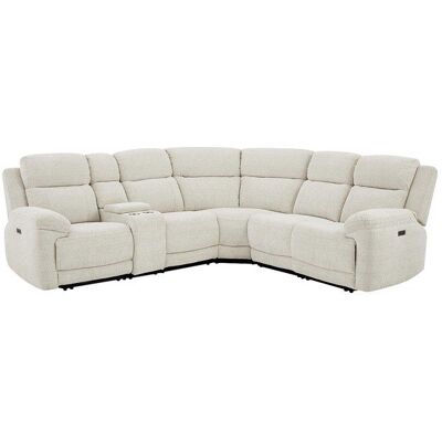VENTE-UNIQUE Canapé dangle relax électrique avec tablette en tissu chiné beige KELUNO Beige - Publicité VENTE-UNIQUE Canapé dangle relax électrique avec tablette en tissu chiné beige KELUNO Beige - Publicité