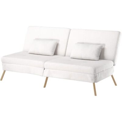 COMHOMA Canapé-lit Convertible avec Fonction de Couchage- Canapé 3 Places - avec Dossier réglable en Tissu Peluche Blanc Blanc - Publicité COMHOMA Canapé-lit Convertible avec Fonction de Couchage- Canapé 3 Places - avec Dossier réglable en Tissu Peluche Blanc Blanc - Publicité