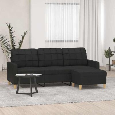 vidaXL Canapé à 3 places avec repose-pieds Noir 180 cm Tissu 3201005 Noir - Publicité vidaXL Canapé à 3 places avec repose-pieds Noir 180 cm Tissu 3201005 Noir - Publicité