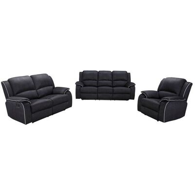 VENTE-UNIQUE Canapés 3 places 2 places et un fauteuil relax en microfibre HERNANI - Noir Jaune - Publicité VENTE-UNIQUE Canapés 3 places 2 places et un fauteuil relax en microfibre HERNANI - Noir Jaune - Publicité