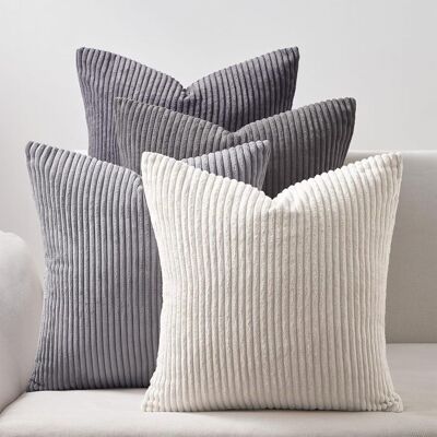 Housse de Coussin 50x50cm en Velours Côtelé Durable TOPFINEL Decoration Canape Salon Lot de 4 pour Deco Chambre Déco Aesthetic Gris Gris - Publicité Housse de Coussin 50x50cm en Velours Côtelé Durable TOPFINEL Decoration Canape Salon Lot de 4 pour Deco Chambre Déco Aesthetic Gris Gris - Publicité