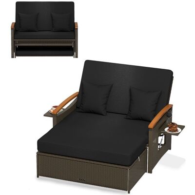 COSTWAY 3 en 1 Salon de Jardin en Rotin PE Ottoman de Rangement Dossier Réglable à 4 Niveaux Plateau Latéral Rétractable - Noir Noir - Publicité COSTWAY 3 en 1 Salon de Jardin en Rotin PE Ottoman de Rangement Dossier Réglable à 4 Niveaux Plateau Latéral Rétractable - Noir Noir - Publicité