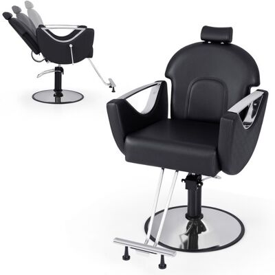 COSTWAY Fauteuil Barbier Hydraulique Rotative pour Salon de Coiffure - Hauteur Réglables 75-87 cm - Appui-tête - Charge 150KG Noir - Publicité COSTWAY Fauteuil Barbier Hydraulique Rotative pour Salon de Coiffure - Hauteur Réglables 75-87 cm - Appui-tête - Charge 150KG Noir - Publicité