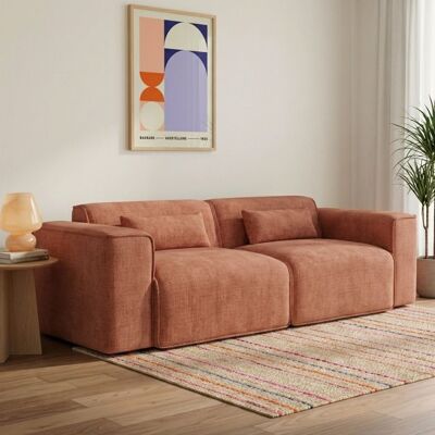 BAÏTA Canapé droit fixe NUNA 3 places tissu terracotta Orange - Publicité BAÏTA Canapé droit fixe NUNA 3 places tissu terracotta Orange - Publicité