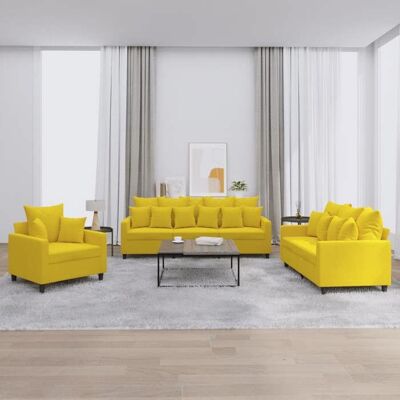 vidaXL Ensemble de Canapés en Velours Jaune - Mobilier de salon - Publicité vidaXL Ensemble de Canapés en Velours Jaune - Mobilier de salon - Publicité