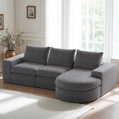 Lemonbest Canapé 3 Places avec 3 Coussins et Chaise Longue canapé dangle convertible Aucun assemblage requis - Gris Gris - Publicité Lemonbest Canapé 3 Places avec 3 Coussins et Chaise Longue canapé dangle convertible Aucun assemblage requis - Gris Gris - Publicité
