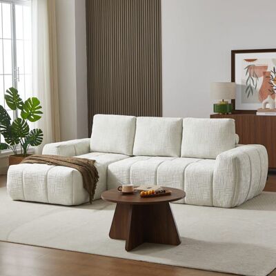 BAÏTA Canapé dangle gauche compressé AUREA 4 places tissu beige Beige - Publicité BAÏTA Canapé dangle gauche compressé AUREA 4 places tissu beige Beige - Publicité