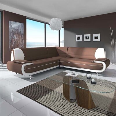 MOBILIER DECO MUZA - Canapé dangle design en simili cuir marron et blanc Marron - Publicité MOBILIER DECO MUZA - Canapé dangle design en simili cuir marron et blanc Marron - Publicité