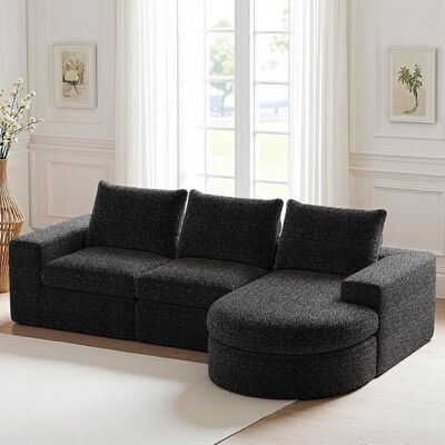 Lemonbest Canapé 3 Places avec 3 Coussins et Chaise Longue canapé dangle convertible Aucun assemblage requis - Noir Noir - Publicité Lemonbest Canapé 3 Places avec 3 Coussins et Chaise Longue canapé dangle convertible Aucun assemblage requis - Noir Noir - Publicité