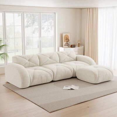 OEM Fauteuil modulaire en L - Blanc - Chenille - 281x171x76 cm - Confort doux - Mousse haute densité Blanc - Publicité OEM Fauteuil modulaire en L - Blanc - Chenille - 281x171x76 cm - Confort doux - Mousse haute densité Blanc - Publicité