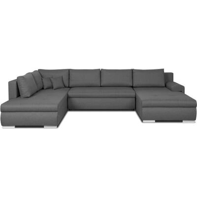 Canapé dangle panoramique convertible - 7 places - INDIAN - Tissu 100% polyester - Gris - L360 x P228 cm Gris - Publicité Canapé dangle panoramique convertible - 7 places - INDIAN - Tissu 100% polyester - Gris - L360 x P228 cm Gris - Publicité