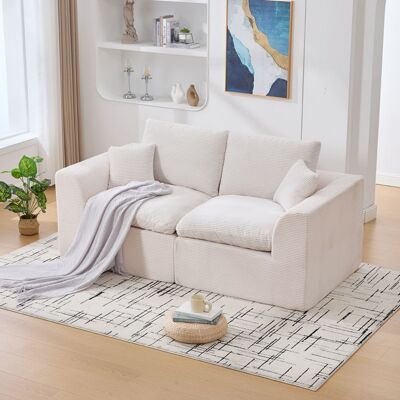 LEMONBEST Canapé 2 Places en Velours Côtelé 204×102.5×84 cm Canapé Salon Moderne avec Coussins et Mousse Haute Résilience - Scandinave - Beige Beige - Publicité LEMONBEST Canapé 2 Places en Velours Côtelé 204×102.5×84 cm Canapé Salon Moderne avec Coussins et Mousse Haute Résilience - Scandinave - Beige Beige - Publicité