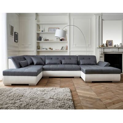 BEST MOBILIER Vermont - canapé panoramique dangle gauche - 7 places - XXL - Blanc / Gris Blanc - Publicité BEST MOBILIER Vermont - canapé panoramique dangle gauche - 7 places - XXL - Blanc / Gris Blanc - Publicité