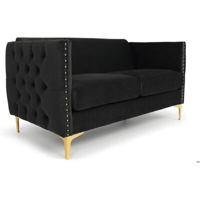 MENZZO Canapé 2 places Joshua Velours Noir -L145 x P70 x H74 cm Noir - Publicité MENZZO Canapé 2 places Joshua Velours Noir -L145 x P70 x H74 cm Noir - Publicité