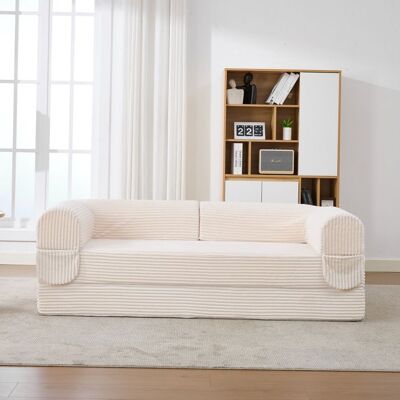 VEPSSDER Canapé modulable en velours côtelé design classique carré 2 places adapté au salon à lappartement et à la chambre damis beige Beige - Publicité VEPSSDER Canapé modulable en velours côtelé design classique carré 2 places adapté au salon à lappartement et à la chambre damis beige Beige - Publicité
