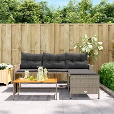 VIDAXL Bon plan Canapé de jardin - JILI HOT - Canapé fixe/sofa Balcon avec table et coussins en forme de L gris Thome7391731 Gris - Publicité VIDAXL Bon plan Canapé de jardin - JILI HOT - Canapé fixe/sofa Balcon avec table et coussins en forme de L gris Thome7391731 Gris - Publicité