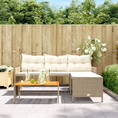 VIDAXL Bon plan Canapé de jardin - JILI HOT - Canapé fixe/sofa Balcon avec table et coussins en forme de L beige Thome8002414 Beige - Publicité VIDAXL Bon plan Canapé de jardin - JILI HOT - Canapé fixe/sofa Balcon avec table et coussins en forme de L beige Thome8002414 Beige - Publicité