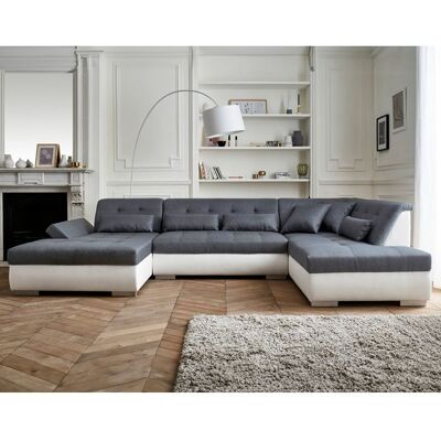 BEST MOBILIER Vermont - canapé panoramique dangle droit - 7 places - XXL - Blanc / Gris Blanc - Publicité BEST MOBILIER Vermont - canapé panoramique dangle droit - 7 places - XXL - Blanc / Gris Blanc - Publicité