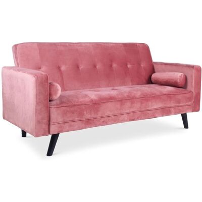 Canapé convertible scandinave MENZZO Slow Velours Rose - 3 personnes - 140x200cm - Moelleux Rose - Publicité Canapé convertible scandinave MENZZO Slow Velours Rose - 3 personnes - 140x200cm - Moelleux Rose - Publicité