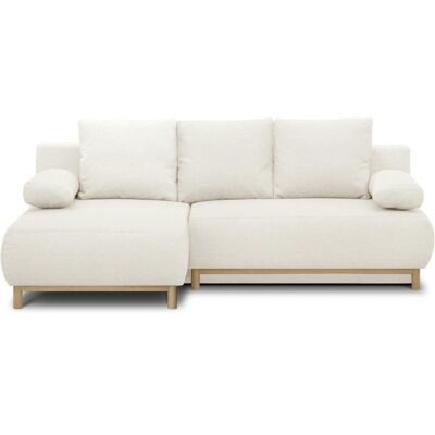Canapé dangle gauche convertible - 3 places - MIKA - Tissu bouclettes écru - Coffre de rangement - 192 x 84 x 93 cm Beige - Publicité Canapé dangle gauche convertible - 3 places - MIKA - Tissu bouclettes écru - Coffre de rangement - 192 x 84 x 93 cm Beige - Publicité