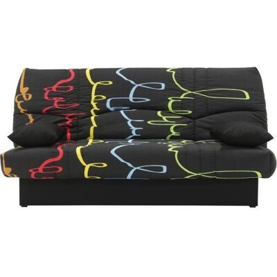 CONFORTEAM Canapé convertible clic clac 3 places - Tissu motif Graffiti - L 190 x P 92 cm - DREAM - Style Contemporain Noir - Publicité CONFORTEAM Canapé convertible clic clac 3 places - Tissu motif Graffiti - L 190 x P 92 cm - DREAM - Style Contemporain Noir - Publicité