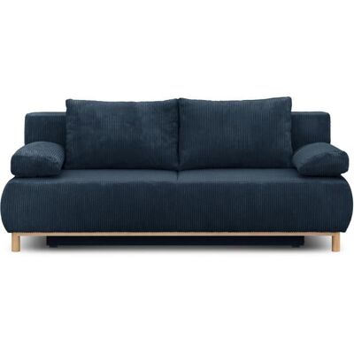 Canapé convertible - 3 places - MIKA - Velours côtelé bleu foncé - Coffre de rangement - L 192 x H 84 x P 93 cm Bleu - Publicité Canapé convertible - 3 places - MIKA - Velours côtelé bleu foncé - Coffre de rangement - L 192 x H 84 x P 93 cm Bleu - Publicité
