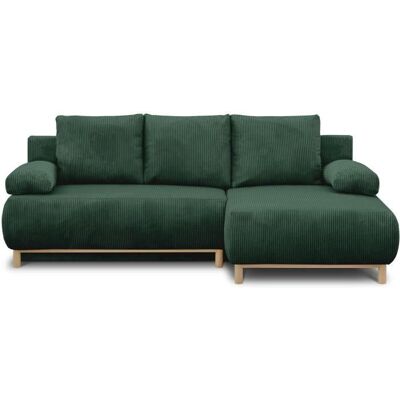 Canapé dangle droit convertible - 3 places - MIKA - Tissu velours côtelé vert foncé - Coffre de rangement - 192 x 84 x 93 cm Vert - Publicité Canapé dangle droit convertible - 3 places - MIKA - Tissu velours côtelé vert foncé - Coffre de rangement - 192 x 84 x 93 cm Vert - Publicité