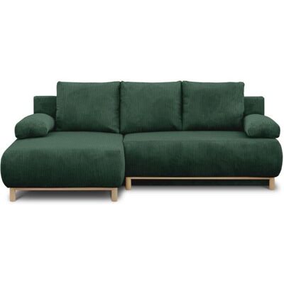 Canapé dangle gauche convertible - 3 places - MIKA - Tissu velours côtelé vert foncé - Coffre de rangement - 192 x 84 x 93 cm Vert - Publicité Canapé dangle gauche convertible - 3 places - MIKA - Tissu velours côtelé vert foncé - Coffre de rangement - 192 x 84 x 93 cm Vert - Publicité