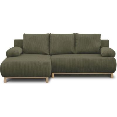 Canapé dangle gauche convertible - 3 places - MIKA - Tissu velours côtelé vert kaki - Coffre de rangement - 192 x 84 x 93 cm Vert - Publicité Canapé dangle gauche convertible - 3 places - MIKA - Tissu velours côtelé vert kaki - Coffre de rangement - 192 x 84 x 93 cm Vert - Publicité