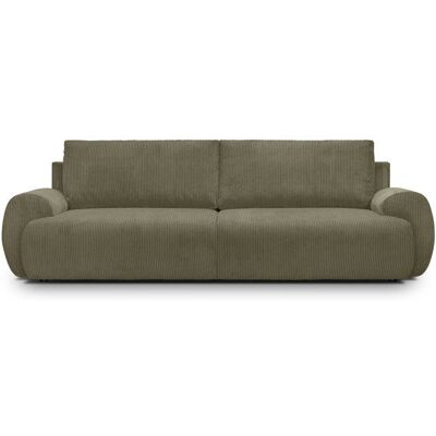 Canapé convertible - 3 places - MILO - Tissu velours côtelé Vert kaki - Coffre de rangement - 254 x 99 x 84 cm Vert - Publicité Canapé convertible - 3 places - MILO - Tissu velours côtelé Vert kaki - Coffre de rangement - 254 x 99 x 84 cm Vert - Publicité