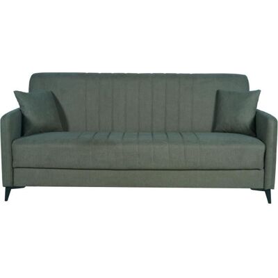Canapé convertible - 3 places - ENZO - Tissu vert foncé - 2 coussins - Coffre de rangement - 211 x 92 x 98 cm Vert - Publicité Canapé convertible - 3 places - ENZO - Tissu vert foncé - 2 coussins - Coffre de rangement - 211 x 92 x 98 cm Vert - Publicité