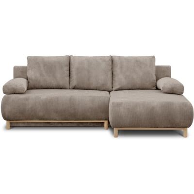 Canapé dangle droit convertible - 3 places - MIKA - Tissu velours côtelé taupe - Coffre de rangement - 192 x 84 x 93 cm Marron - Publicité Canapé dangle droit convertible - 3 places - MIKA - Tissu velours côtelé taupe - Coffre de rangement - 192 x 84 x 93 cm Marron - Publicité