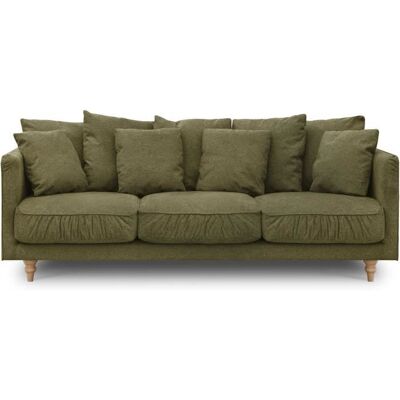 Canapé fixe 4 places CONSTANCE - Tissu vert - Pied en bois massif - L 212 x H 87 x P 93 cm Vert - Publicité Canapé fixe 4 places CONSTANCE - Tissu vert - Pied en bois massif - L 212 x H 87 x P 93 cm Vert - Publicité