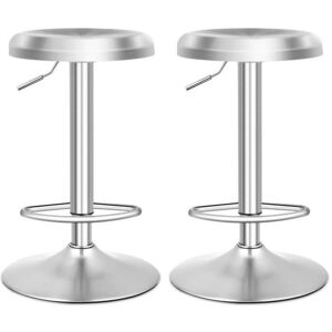 Lot de 2 Tabourets de Bar - COSTWAY -Pivotant Hauteur Réglable 61 - 82 CM Acier Inoxydable Base non Marquante Argent Gris - Publicité Lot de 2 Tabourets de Bar - COSTWAY -Pivotant Hauteur Réglable 61 - 82 CM Acier Inoxydable Base non Marquante Argent Gris - Publicité