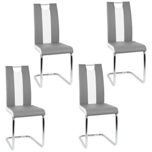 Chaises Grises et Blanches pour Salle à Manger - Lot de 4 - Contemporain - Design Gris - Publicité Chaises Grises et Blanches pour Salle à Manger - Lot de 4 - Contemporain - Design Gris - Publicité