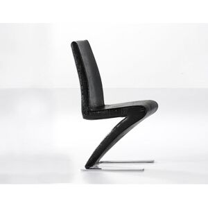 Lot de 2 Chaises - LA MAISON DU CANAPÉ - ZOE - Effet Croco - Noir - Métal et Simili Noir - Publicité Lot de 2 Chaises - LA MAISON DU CANAPÉ - ZOE - Effet Croco - Noir - Métal et Simili Noir - Publicité