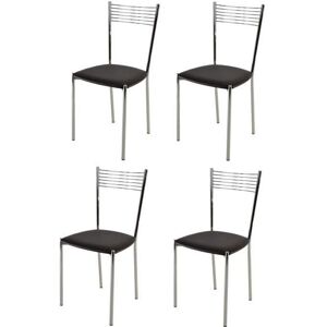 T M C S Tommychairs - Set 4 chaises cuisine ELEGANCE robuste structure en acier chromé et assise en cuir artificiel couleur moka Gris - Publicité T M C S Tommychairs - Set 4 chaises cuisine ELEGANCE robuste structure en acier chromé et assise en cuir artificiel couleur moka Gris - Publicité